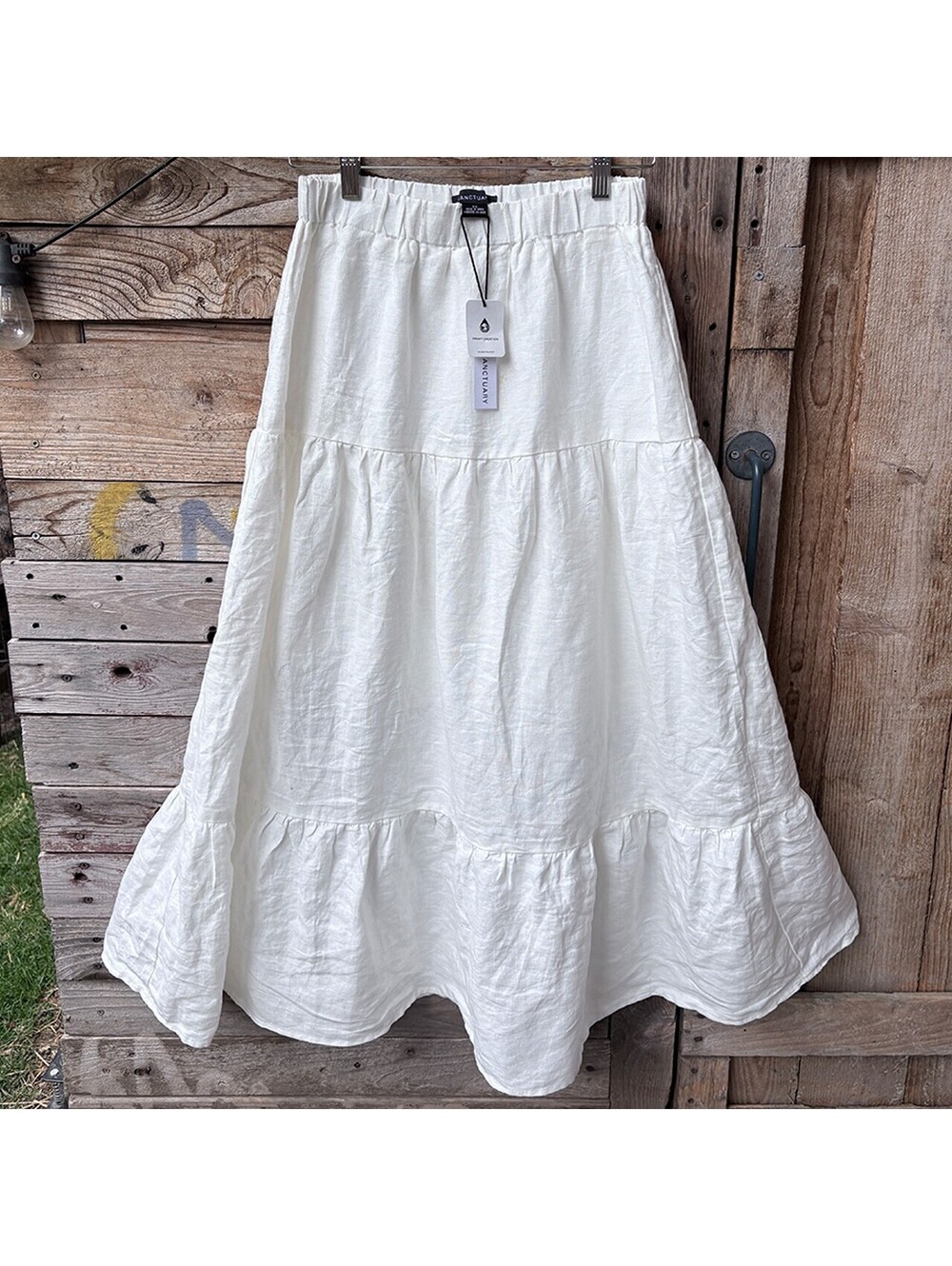 Sanctuary White Tiered Linen Maxi Skirt XS